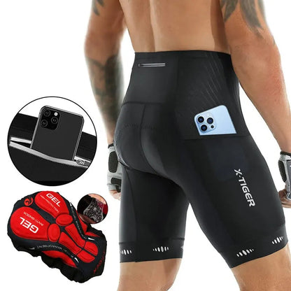 Évoque Heren Fietsshorts met Achterzak – 5D Gel Padding Lycra Wielrenbroek voor Mountainbike en Racefiets