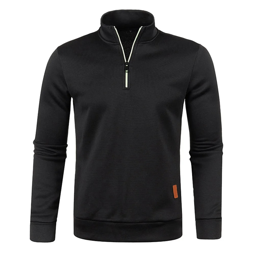 Évoque Heren Sweatshirt met Halve Rits – Dikkere Trui in Effen Kleur met Colkraag
