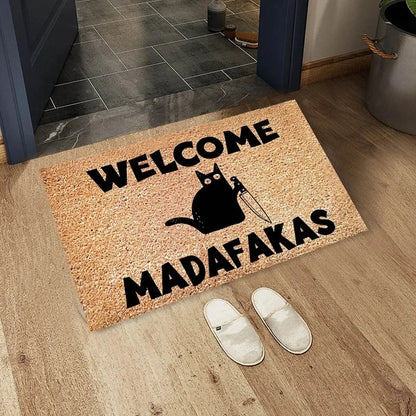 Élanor Deurmat met Katprint – Decoratieve Welkomstmat voor Hal, Keuken en Badkamer