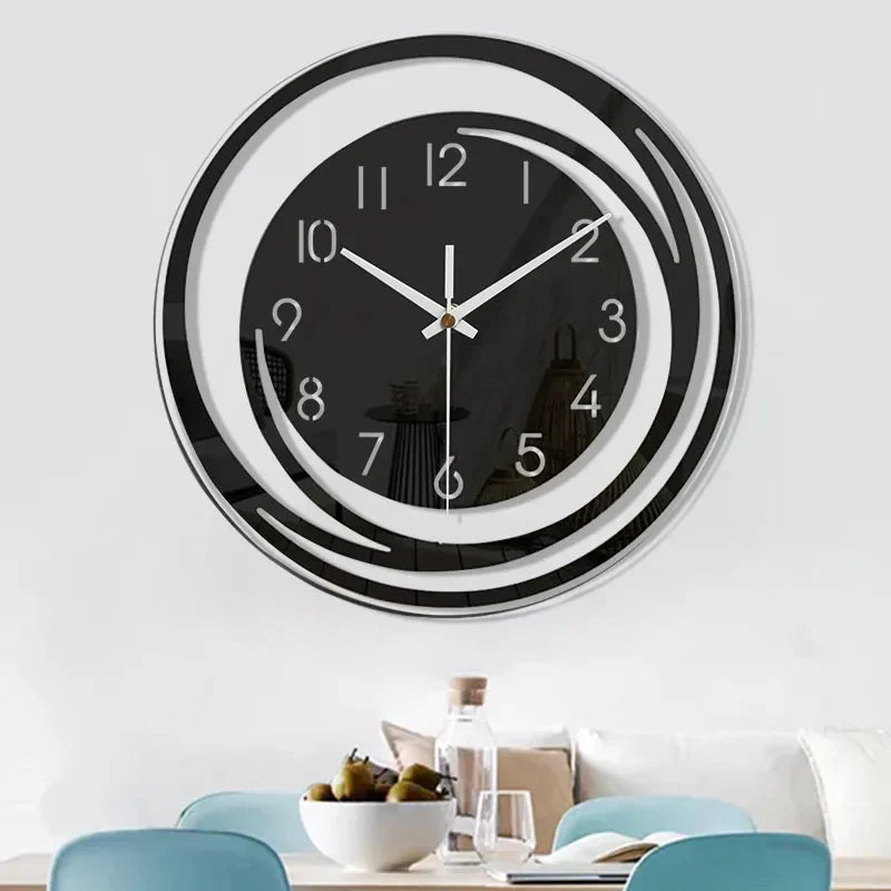 Monde Zwarte Acryl Wandklok – Modern Scandinavisch Design, Stil Uurwerk, Minimalistisch Interieurdecor