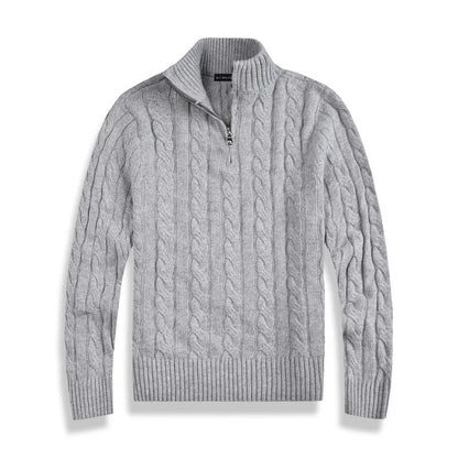Élanor Half-Zip Trui van Katoen met Hoge Kraag en Lange Mouwen