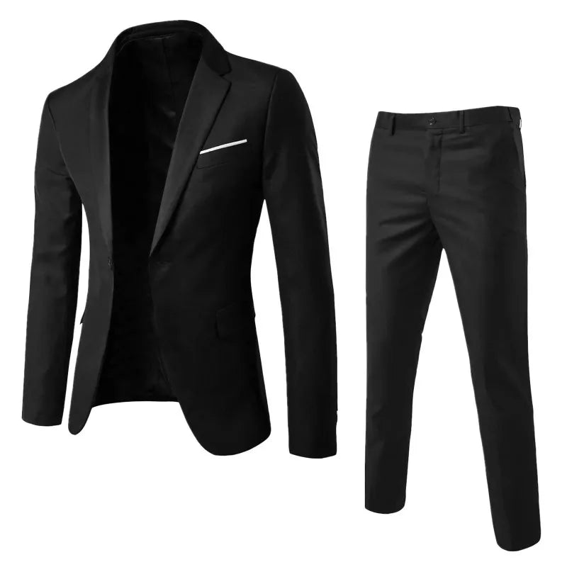Évoque Dames Tweedelige Set – Slim Fit Blazer met Reverskraag en Hoge Taille Lange Broek