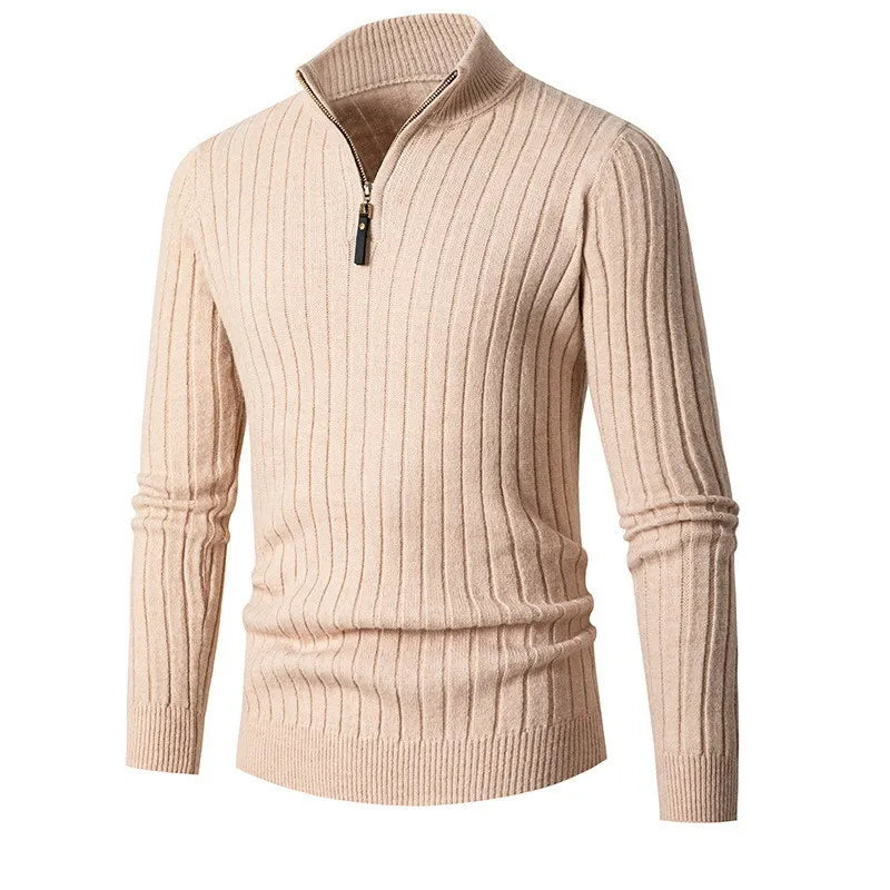 Évoque Half-Zip Trui van Katoen met Hoge Kraag en Lange Mouwen