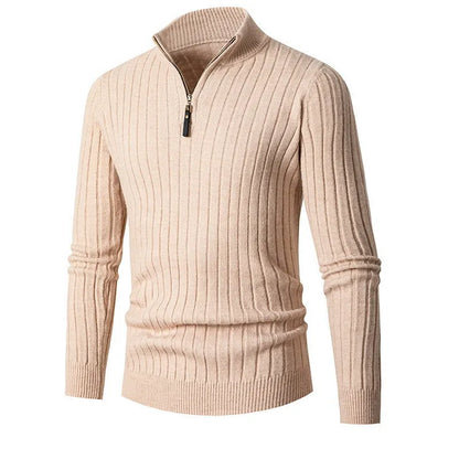 Évoque Half-Zip Trui van Katoen met Hoge Kraag en Lange Mouwen