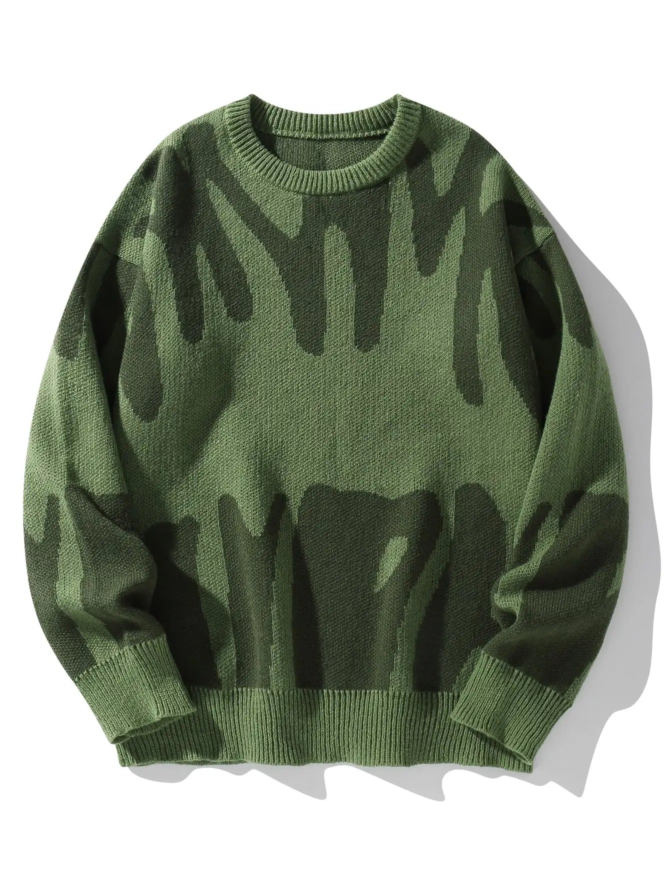Élanor Jacquard Gebreide Heren Trui met Ronde Hals en Contrasterend Patroon