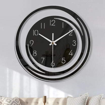 Monde Zwarte Acryl Wandklok – Modern Scandinavisch Design, Stil Uurwerk, Minimalistisch Interieurdecor