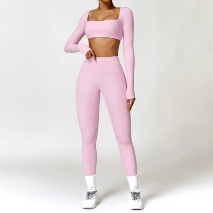 Évoque Dames Yogaset – Sneldrogende Sportoutfit met Lange Mouwen en Legging voor Training en Hardlopen