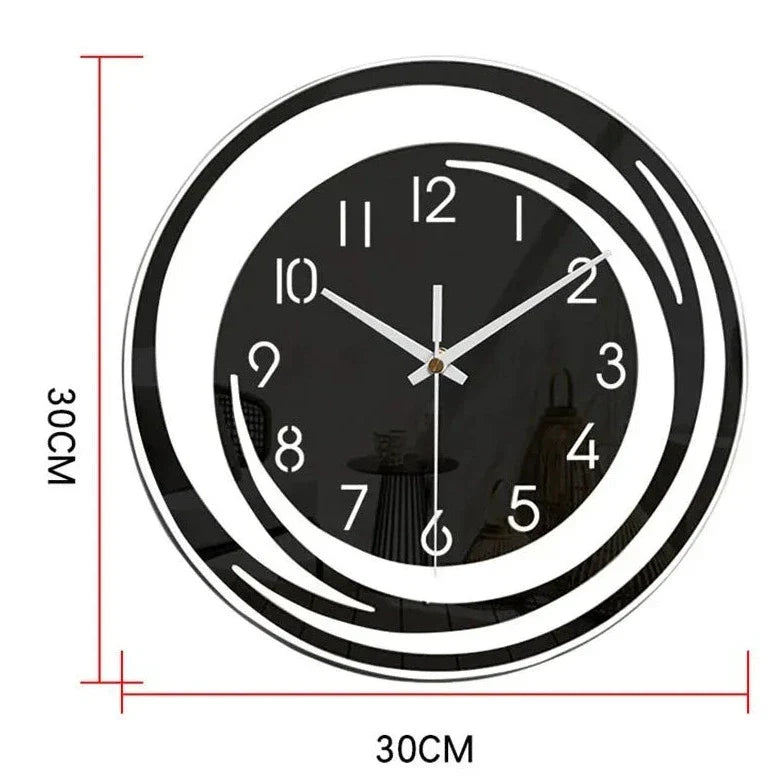Monde Zwarte Acryl Wandklok – Modern Scandinavisch Design, Stil Uurwerk, Minimalistisch Interieurdecor