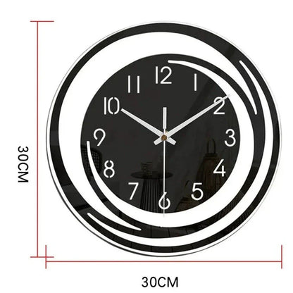 Monde Zwarte Acryl Wandklok – Modern Scandinavisch Design, Stil Uurwerk, Minimalistisch Interieurdecor
