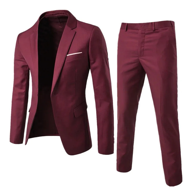 Évoque Dames Tweedelige Set – Slim Fit Blazer met Reverskraag en Hoge Taille Lange Broek