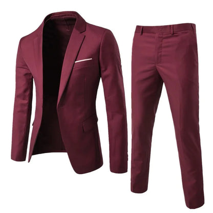 Évoque Dames Tweedelige Set – Slim Fit Blazer met Reverskraag en Hoge Taille Lange Broek