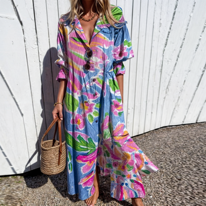 Monde Damesjurk in Boho Stijl – Katoen en Viscose – Luchtig Zomerdesign – Elastische Taille – Beschikbaar t/m 3XL