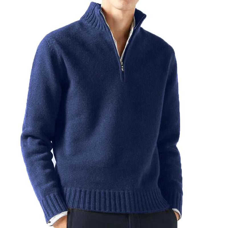 Évoque Heren Coltrui Gebreide Trui met Lange Mouwen – Effen Kleur, Stijlvolle Warme Pullover