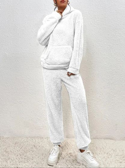 Veloria Teddy Huispak met Capuchon en Broek – Zachte Lounge Set voor Winter