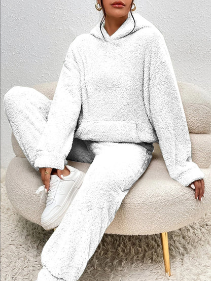 Veloria Teddy Huispak met Capuchon en Broek – Zachte Lounge Set voor Winter