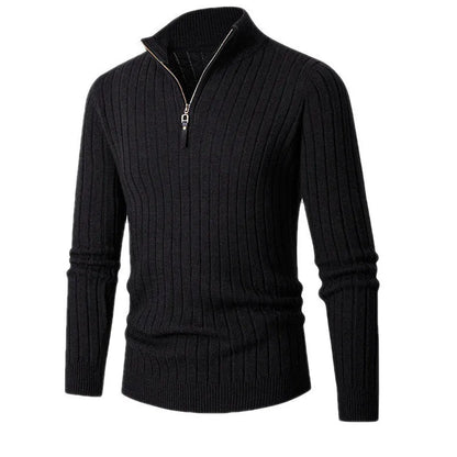 Évoque Half-Zip Trui van Katoen met Hoge Kraag en Lange Mouwen