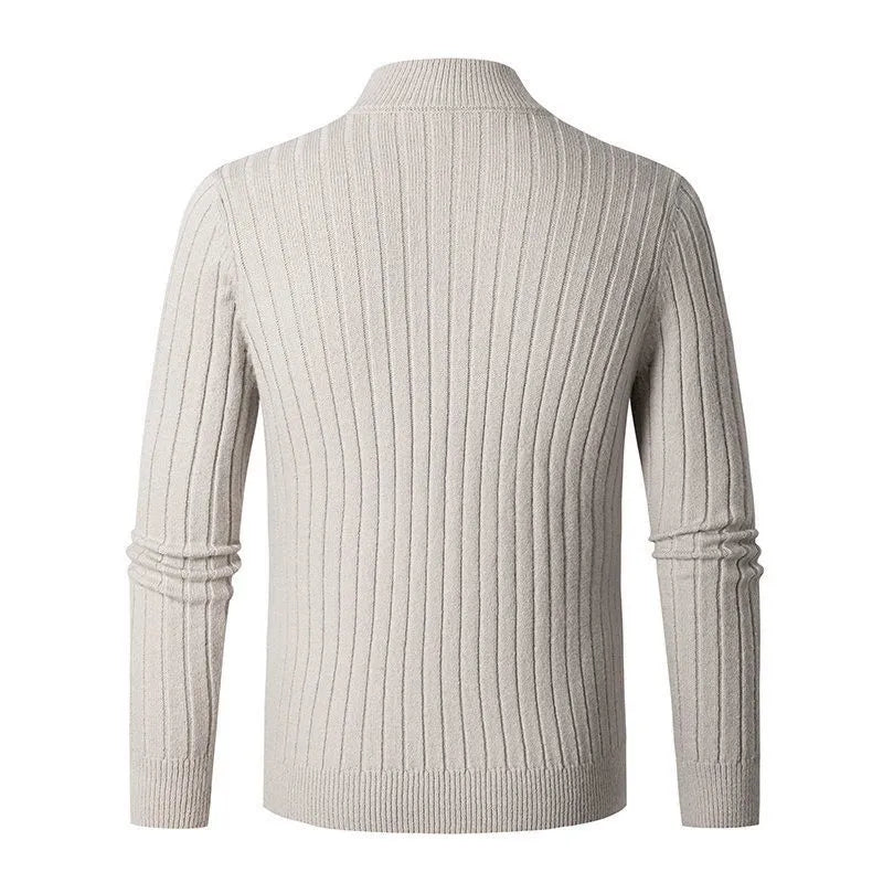 Évoque Half-Zip Trui van Katoen met Hoge Kraag en Lange Mouwen