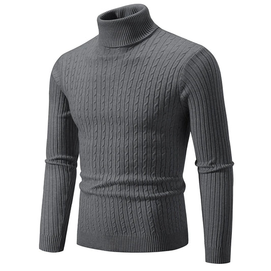 Évoque Heren Coltrui – Gebreide Wollen Trui met Hoge Hals in Effen Kleur voor Winter en Outdoor