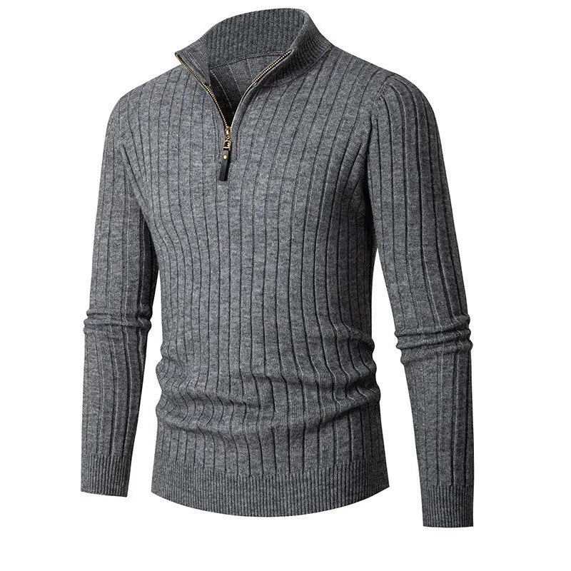 Évoque Half-Zip Trui van Katoen met Hoge Kraag en Lange Mouwen