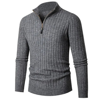 Évoque Half-Zip Trui van Katoen met Hoge Kraag en Lange Mouwen