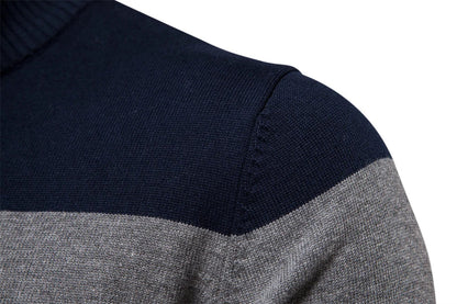 Monde Heren Trui met Kwart-Rits en Streeppatroon – Slim Fit – Katoenmix