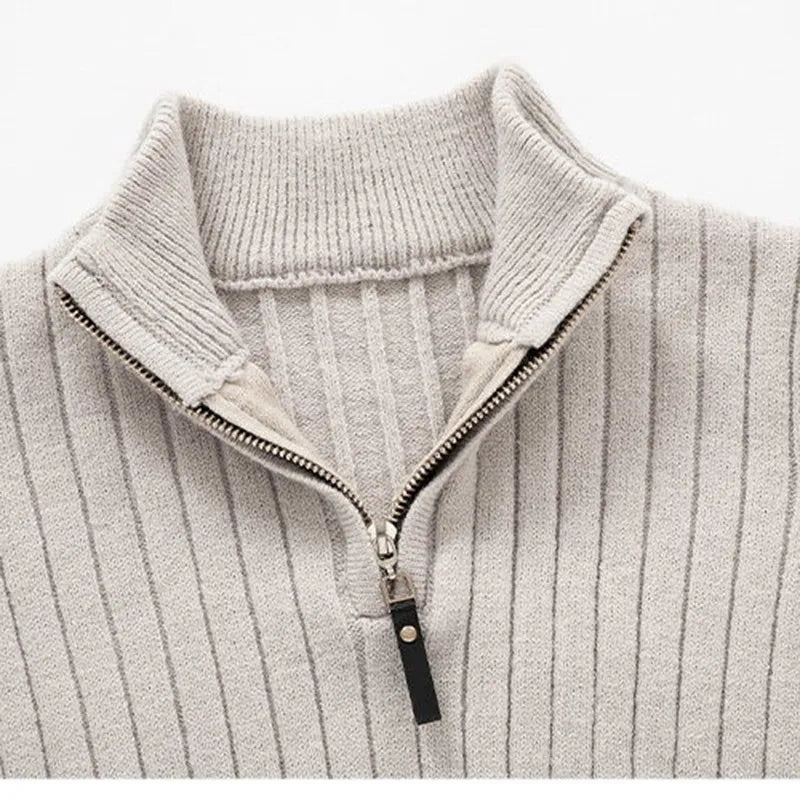 Évoque Half-Zip Trui van Katoen met Hoge Kraag en Lange Mouwen