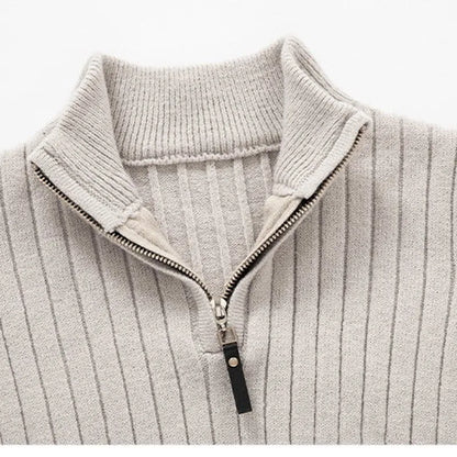 Évoque Half-Zip Trui van Katoen met Hoge Kraag en Lange Mouwen