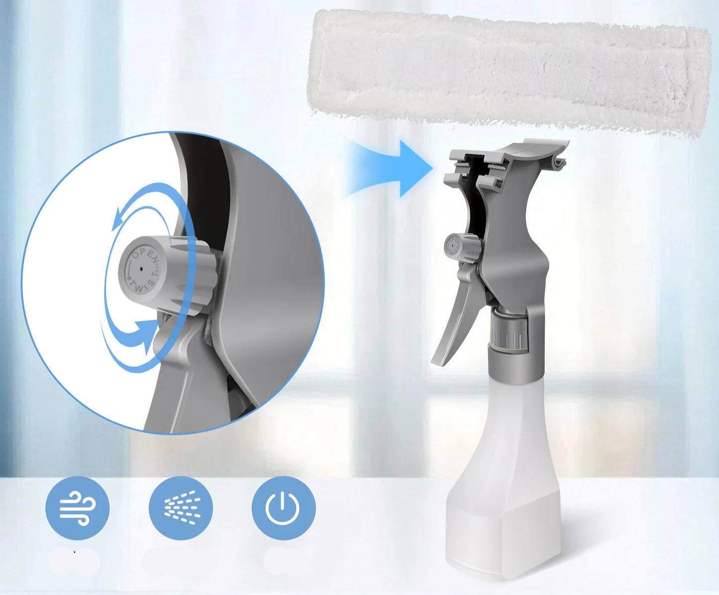 Aurevo Oplaadbare Draadloze Ramenreiniger met Squeegee & Microvezel Scrubber