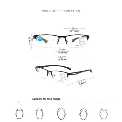 Évoque Multifocale Leesbril met Progressieve Lenzen en Anti-Blauwlichtfilter