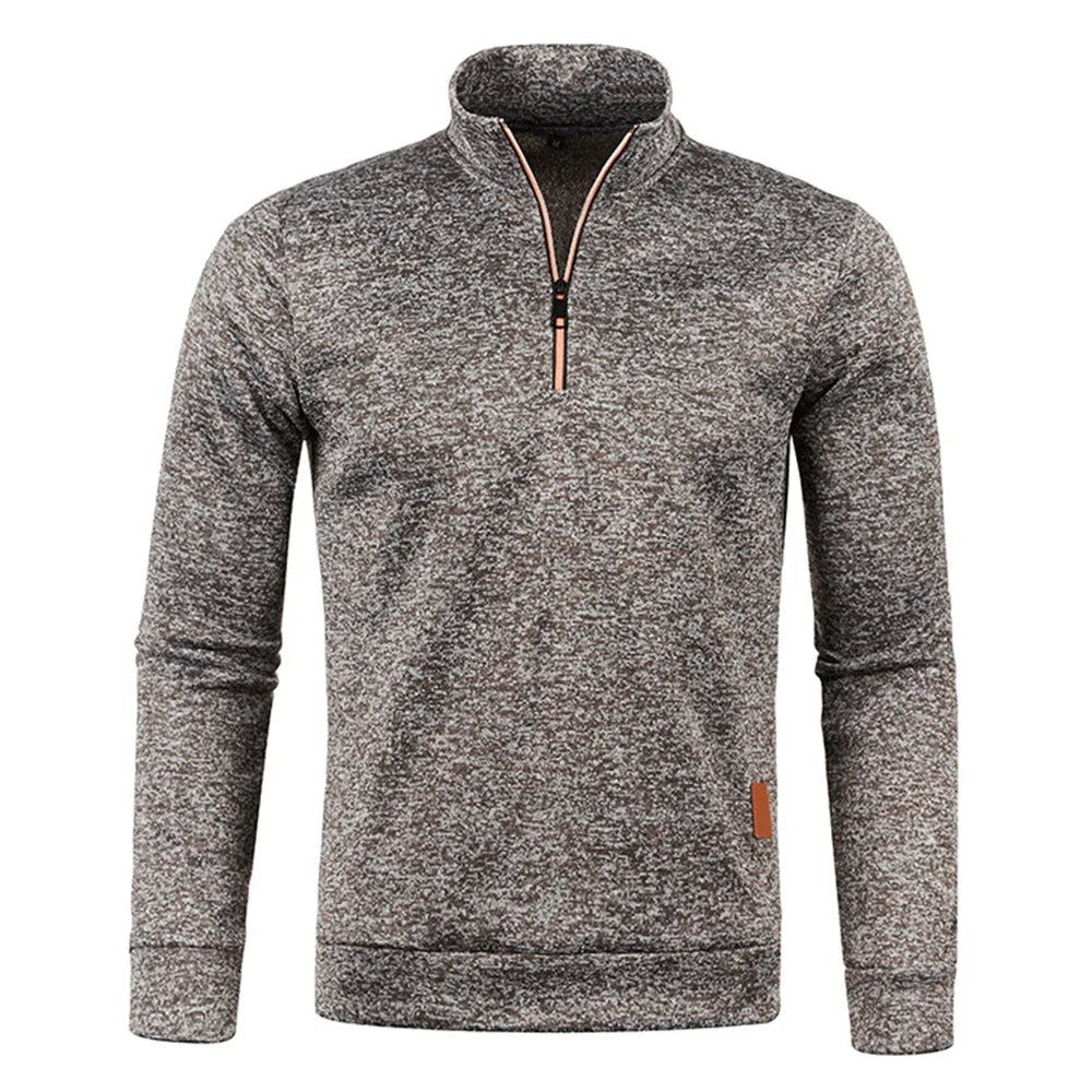 Évoque Heren Sweatshirt met Halve Rits – Dikkere Trui in Effen Kleur met Colkraag