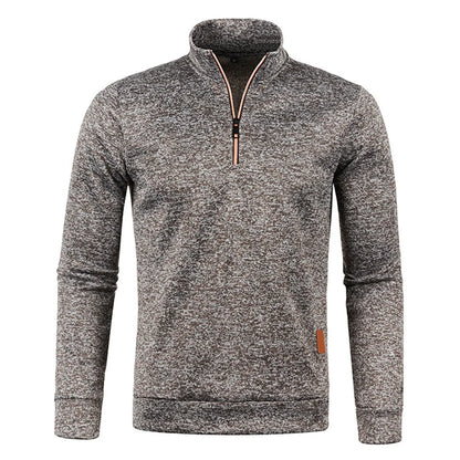 Évoque Heren Sweatshirt met Halve Rits – Dikkere Trui in Effen Kleur met Colkraag