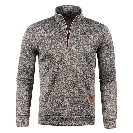Évoque Heren Sweatshirt met Halve Rits – Dikkere Trui in Effen Kleur met Colkraag