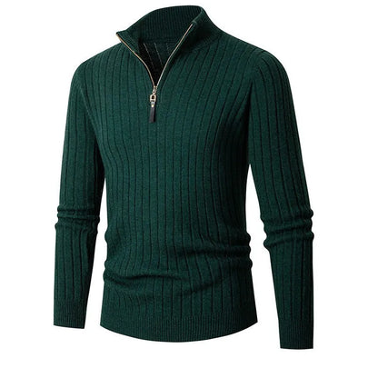 Évoque Half-Zip Trui van Katoen met Hoge Kraag en Lange Mouwen