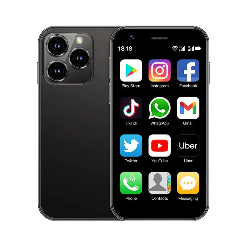 Monde Mini Smartphone 3.0" Android 8.1 Dual SIM 3G – Compacte Telefoon met GPS, WiFi en TYPE-C Opladen