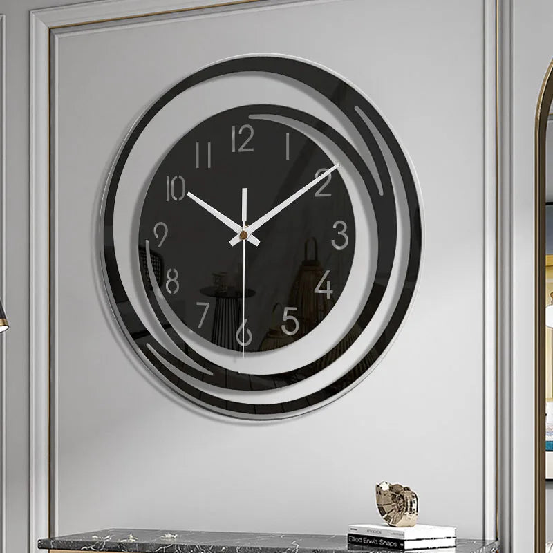 Monde Zwarte Acryl Wandklok – Modern Scandinavisch Design, Stil Uurwerk, Minimalistisch Interieurdecor