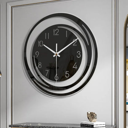 Monde Zwarte Acryl Wandklok – Modern Scandinavisch Design, Stil Uurwerk, Minimalistisch Interieurdecor