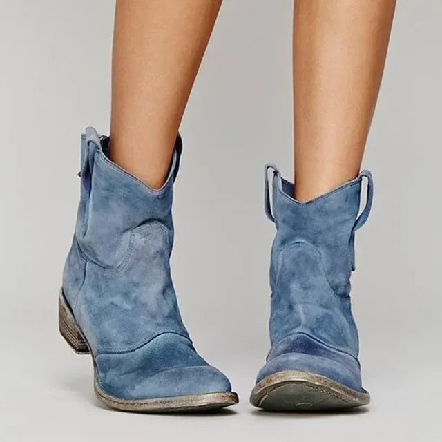 Veloria – Vintage Cowboy Enkellaarsjes van Leder voor Dames