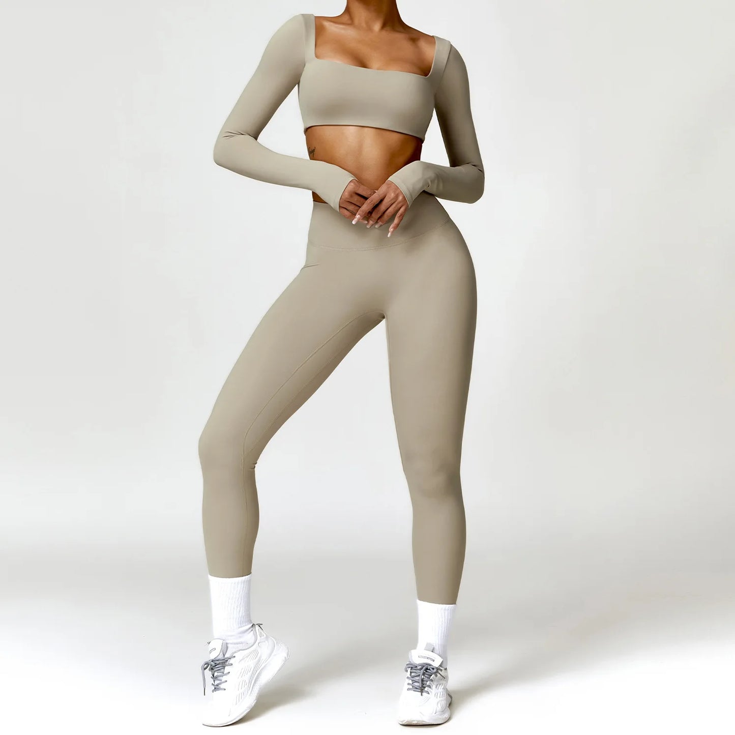 Évoque Dames Yogaset – Sneldrogende Sportoutfit met Lange Mouwen en Legging voor Training en Hardlopen
