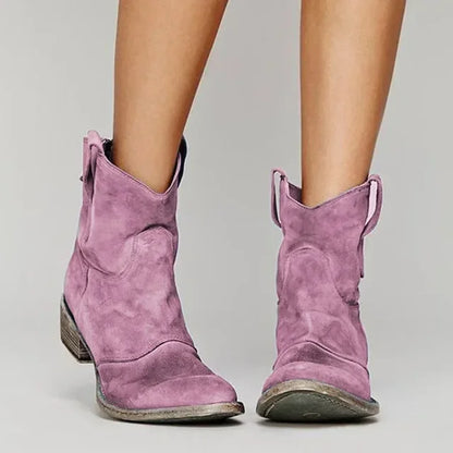 Veloria – Vintage Cowboy Enkellaarsjes van Leder voor Dames