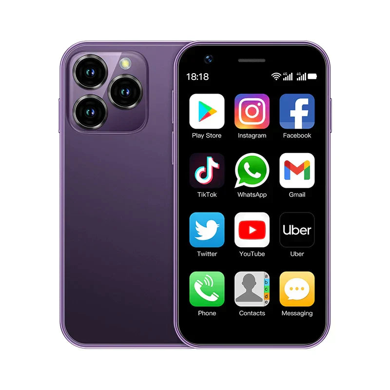 Monde Mini Smartphone 3.0" Android 8.1 Dual SIM 3G – Compacte Telefoon met GPS, WiFi en TYPE-C Opladen