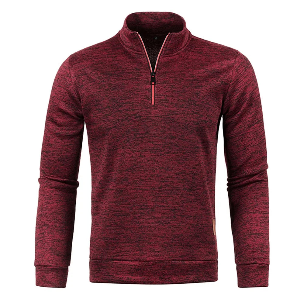 Évoque Heren Sweatshirt met Halve Rits – Dikkere Trui in Effen Kleur met Colkraag