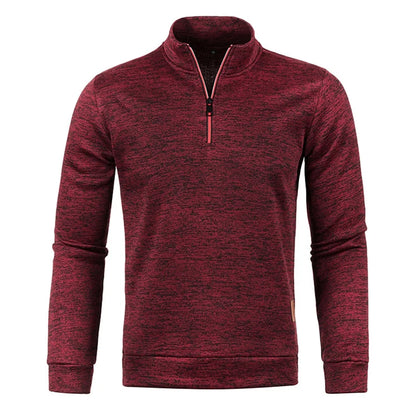 Évoque Heren Sweatshirt met Halve Rits – Dikkere Trui in Effen Kleur met Colkraag