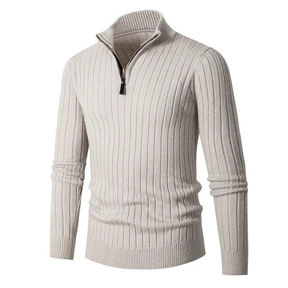 Évoque Half-Zip Trui van Katoen met Hoge Kraag en Lange Mouwen