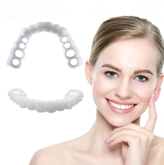 Monde Snap-on Smile Tanden Veneers – Flexibel Kunstgebit voor Boven- en Onderkaak – Herbruikbaar – Natuurlijke Off-White Kleur