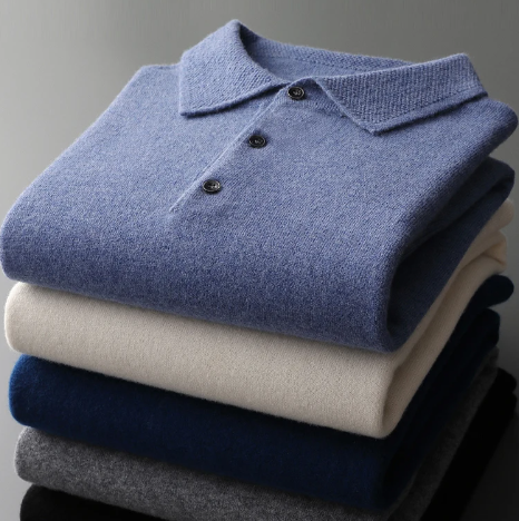 Aureum Wollen Polo Longsleeve Heren – Tijdloze Fijngebreide Trui