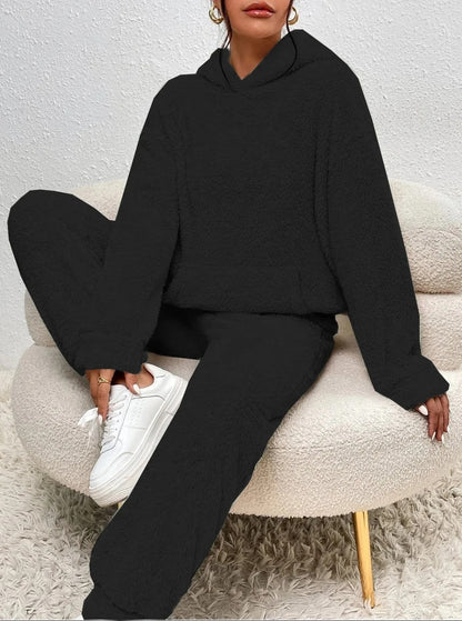 Veloria Teddy Huispak met Capuchon en Broek – Zachte Lounge Set voor Winter