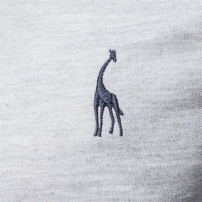 Élanor Heren Polo met Hert Borduursel – Effen Kleur, Lange Mouw, Zakelijk & Sociaal