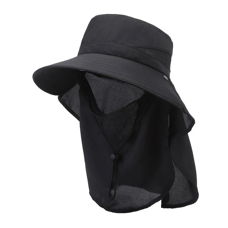 Monde Heren zomerhoed met brede rand – Ademend mesh – Lichtgewicht outdoor hoed – UV-bescherming – Verstelbaar trekkoord