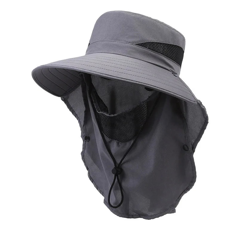 Monde Heren zomerhoed met brede rand – Ademend mesh – Lichtgewicht outdoor hoed – UV-bescherming – Verstelbaar trekkoord