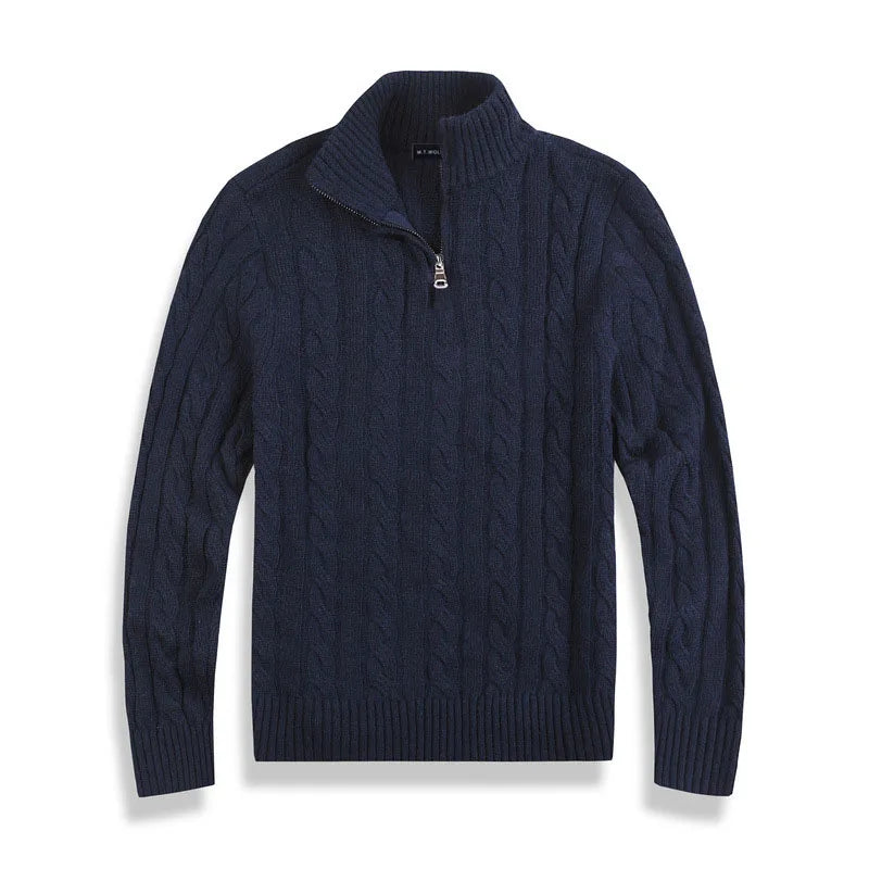 Élanor Half-Zip Trui van Katoen met Hoge Kraag en Lange Mouwen